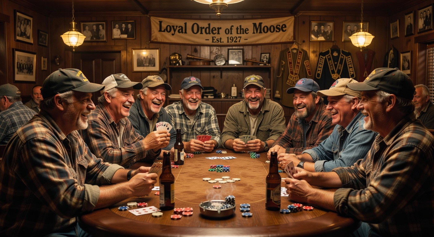 Monthly poker night at the lodge